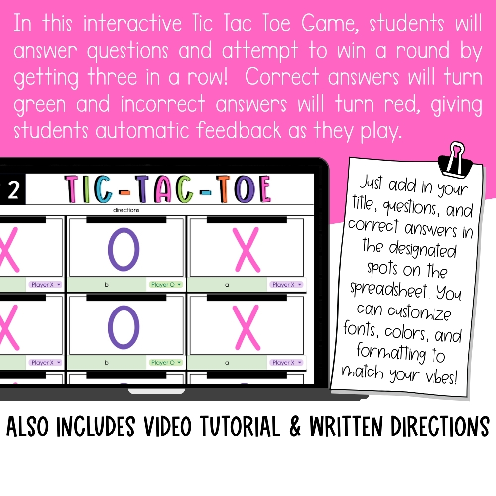 Tic Tac Toe Template for Google Sheets - Image 2